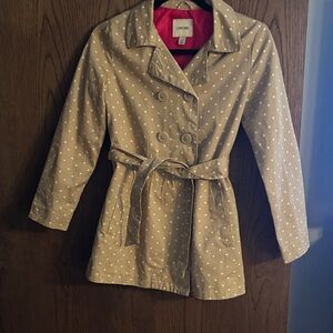 Cherokee Beige Polka Dot Trench Coat